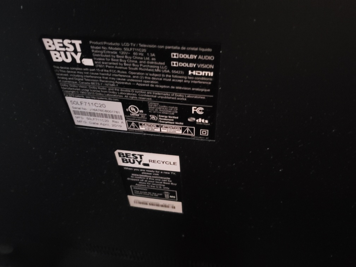 Toshiba 50 inch TV