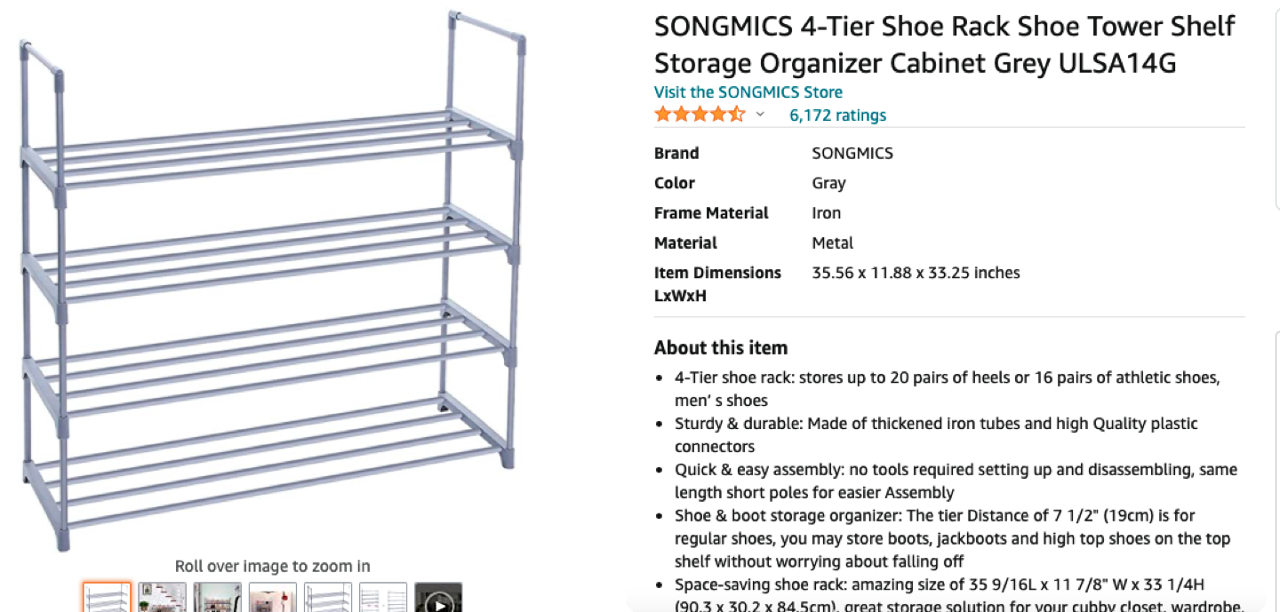 Shoe Rack, 4-Tier Shoe Organizer - photo 2