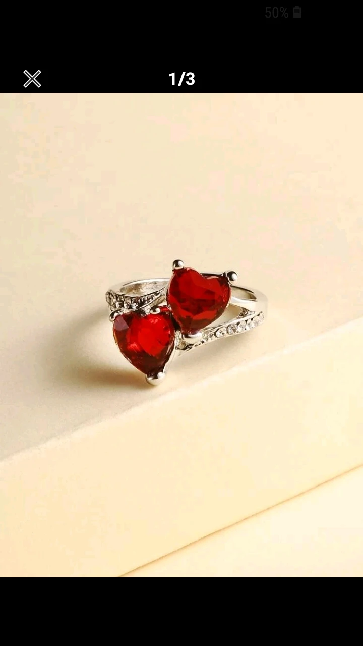 women Rhinestones heart ring thumbnail