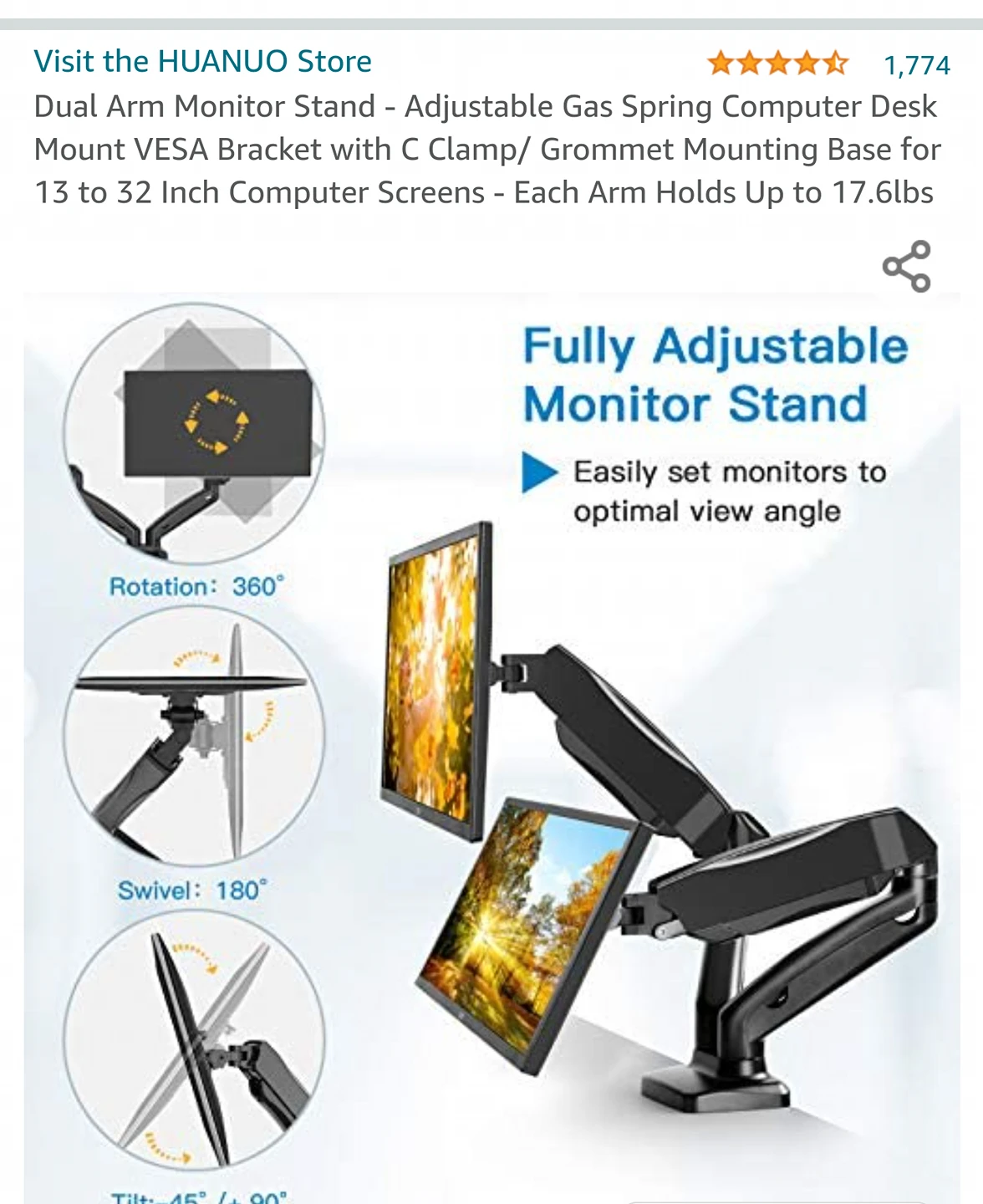 Dual Monitor Mount and Vesa Extension - photo 3