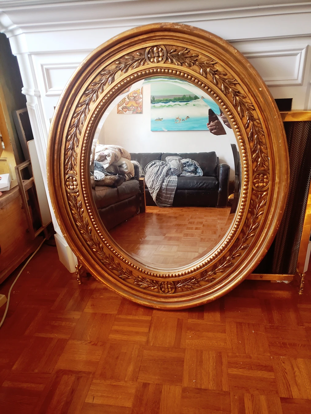 oval mirror 43x36"