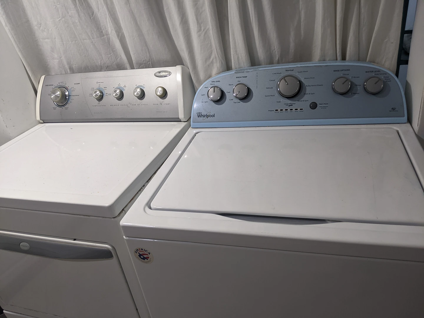 Whirlpool washer and gas dryer