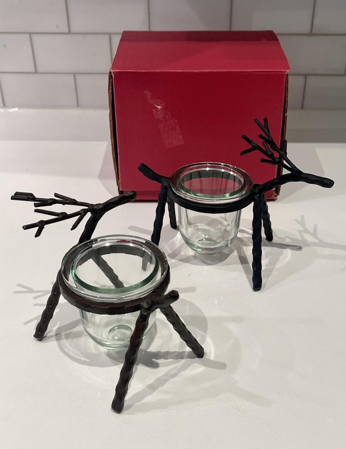 Iron abstract “deer” votive / tea light holders image indicator(3)