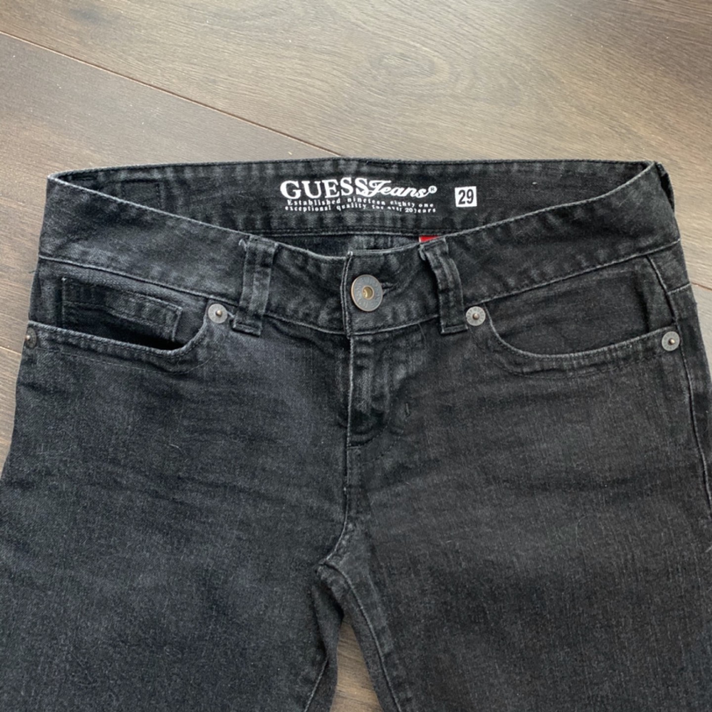 Guess daredevil jeans bootcut black womens size 29  - photo 3