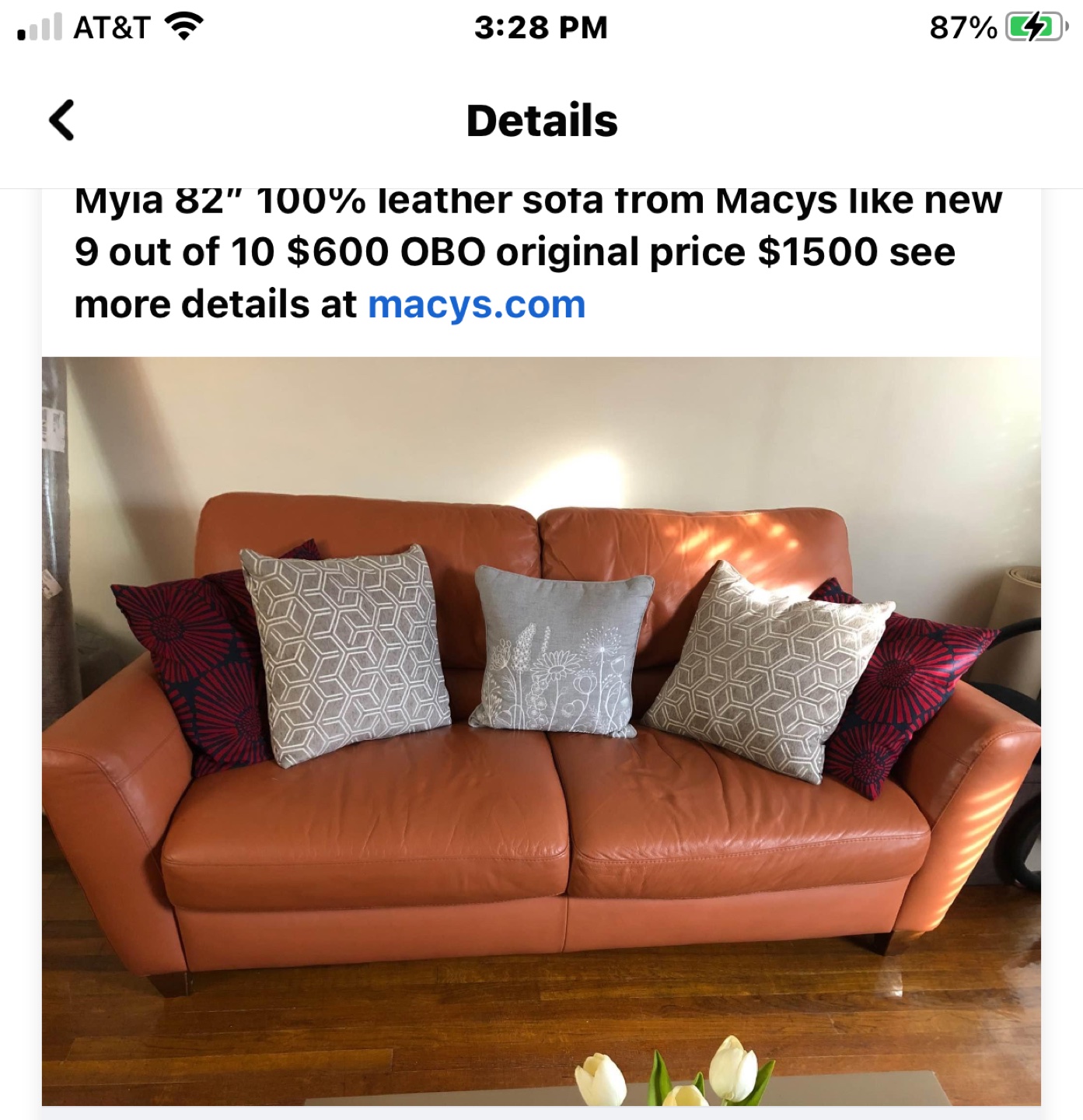 Myia Leather sofa from Macys