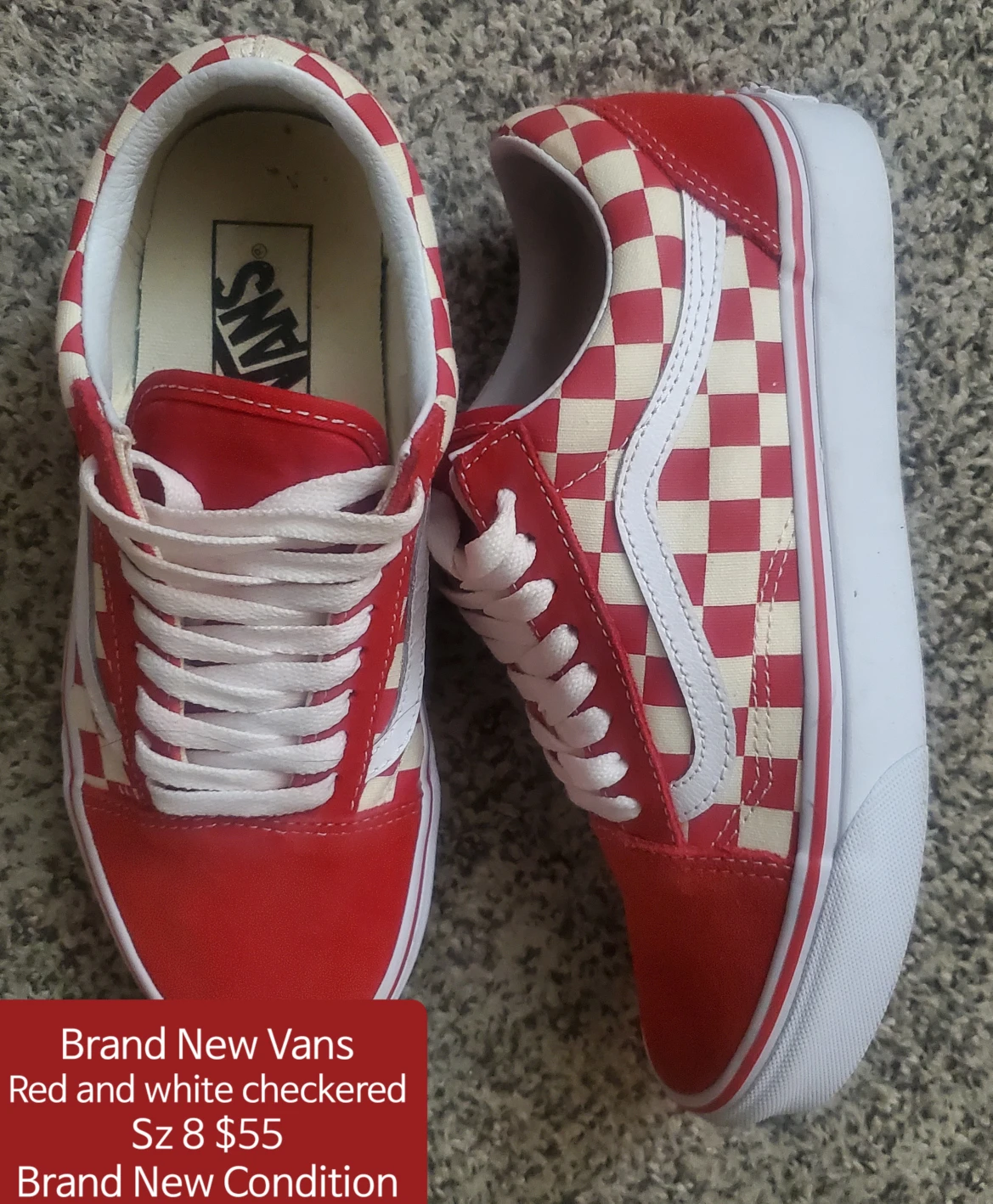 Brand new Vans - red and white sz 8