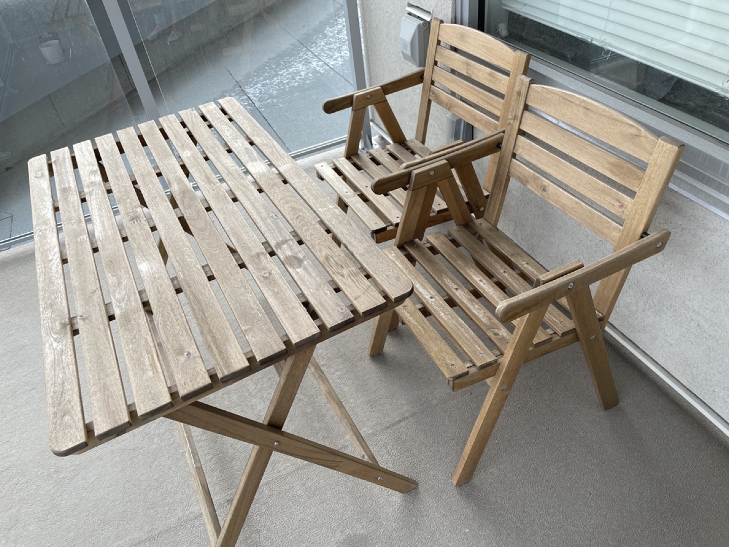 IKEA wood outdoor table set - photo 3