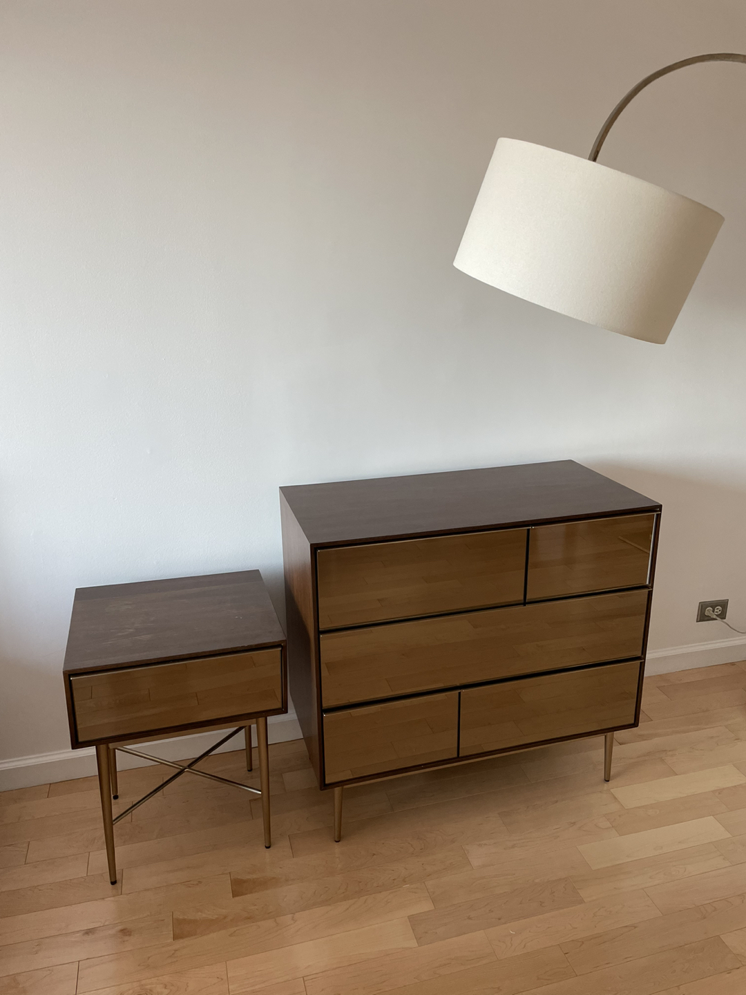 A set of West Elm Nightstand and 6 Drawer Dresser