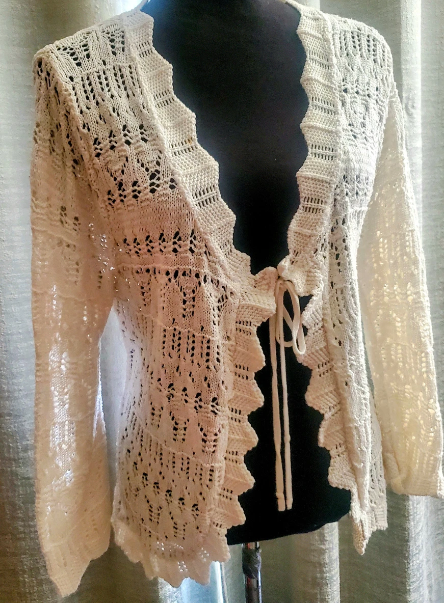 beautiful Crocheted laceup cardi szl