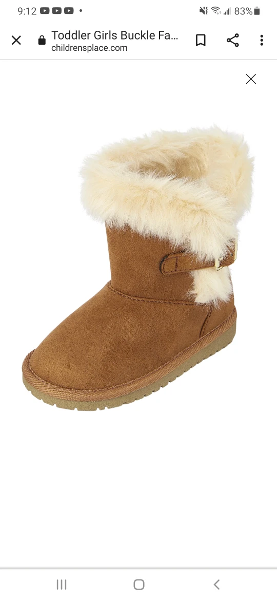 Toddler Girls Buckle Faux Suede Boots - Tan thumbnail