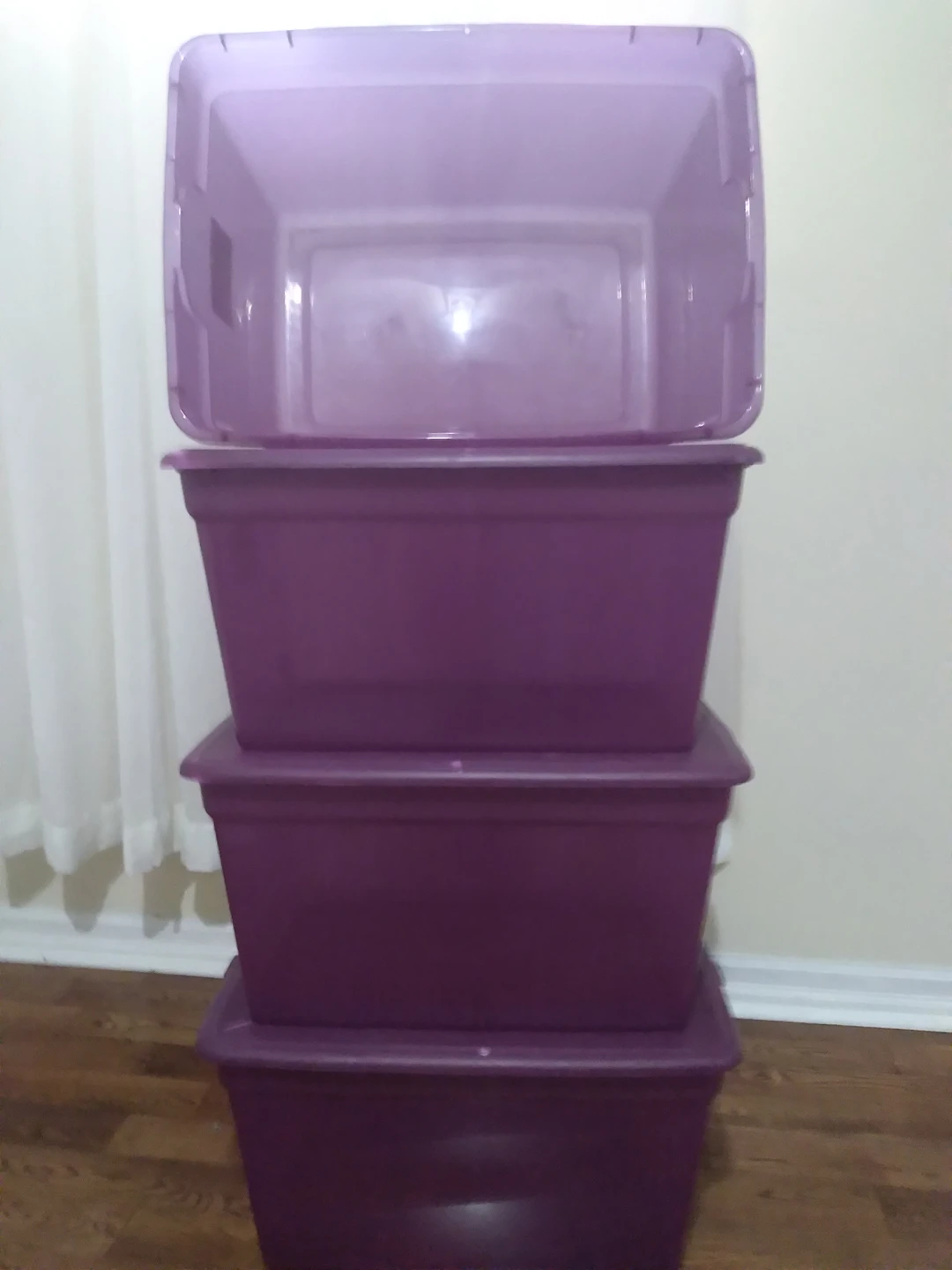 Plastic stackable closet storage boxes $3 Each image indicator(2)