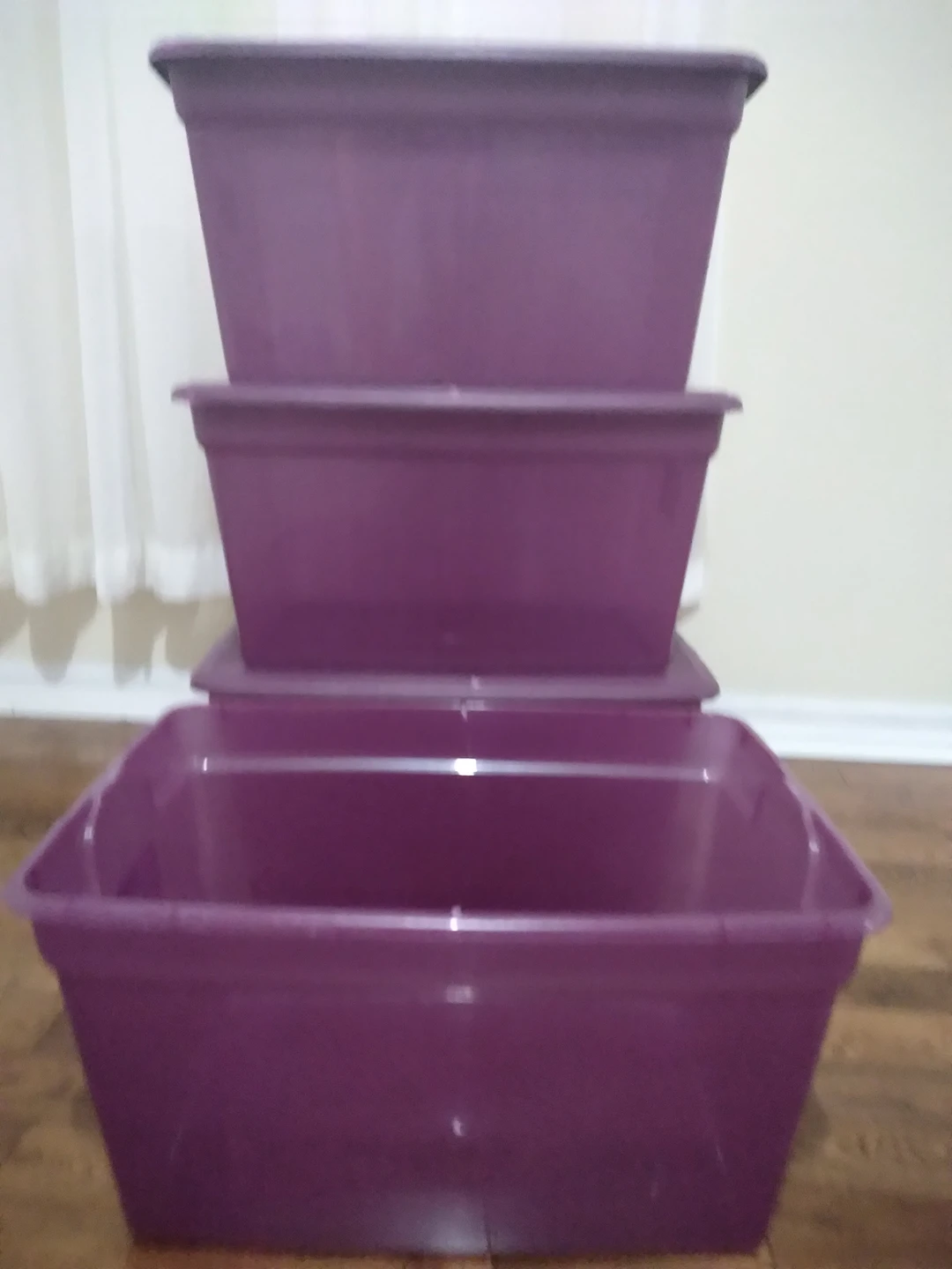 Plastic stackable closet storage boxes $3 Each image indicator(4)