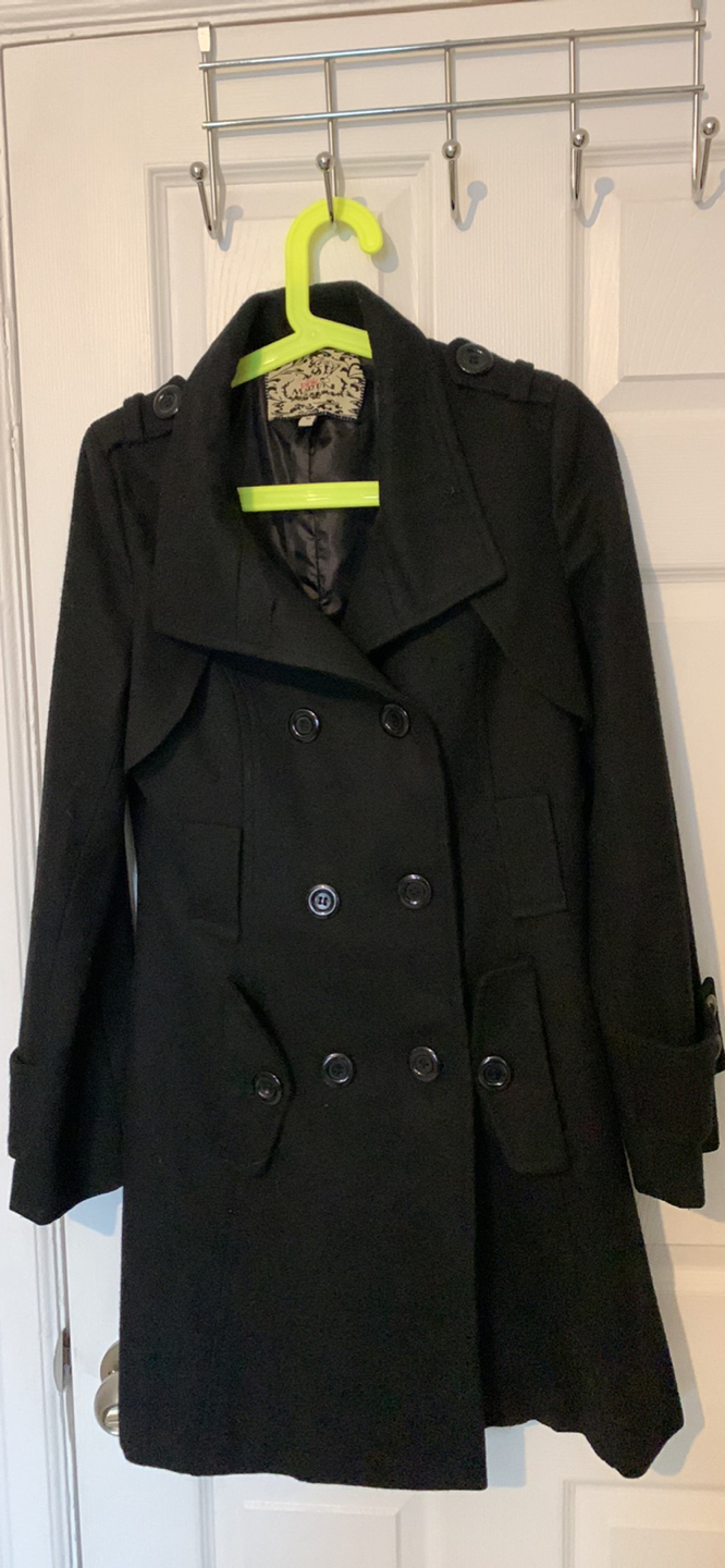 GUC black wool coat medium
