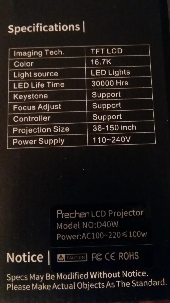 Home theater projector, higher resolution brightness Model D40W - photo 4