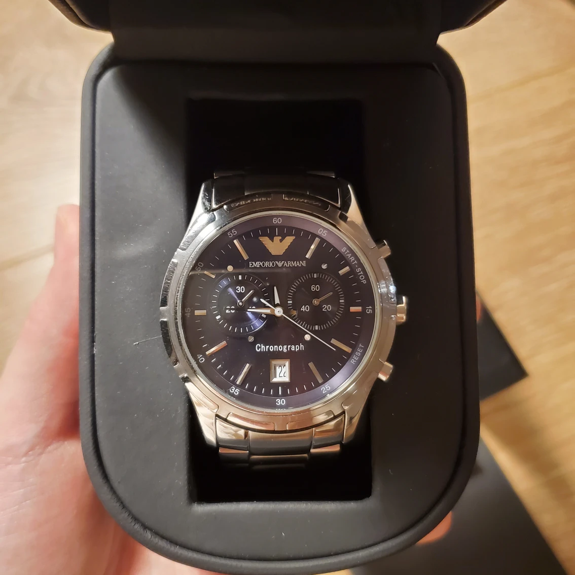 Emporio Armani Men's Watch AR0583 Bracelet Blue Dial Watch thumbnail