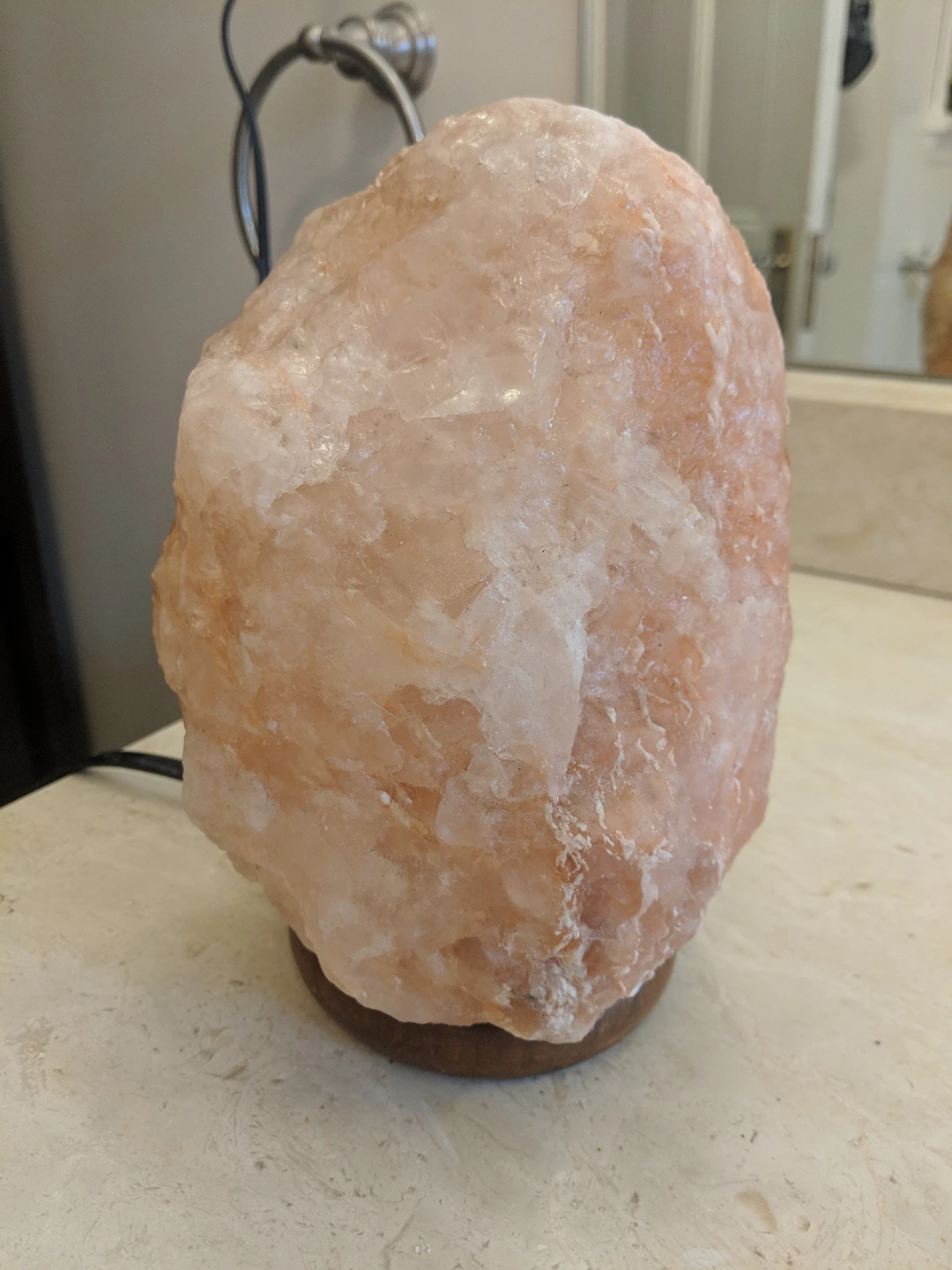 Pink rock salt lamp crystal