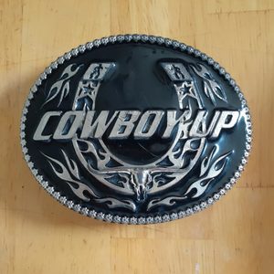 Belt Buckle "Cowboy Up" Montana Silversmiths