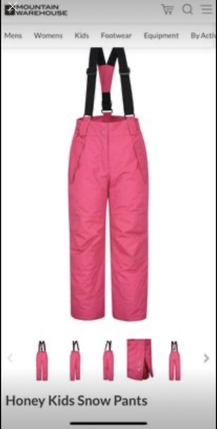 Girl snow pants size 2/3 y thumbnail