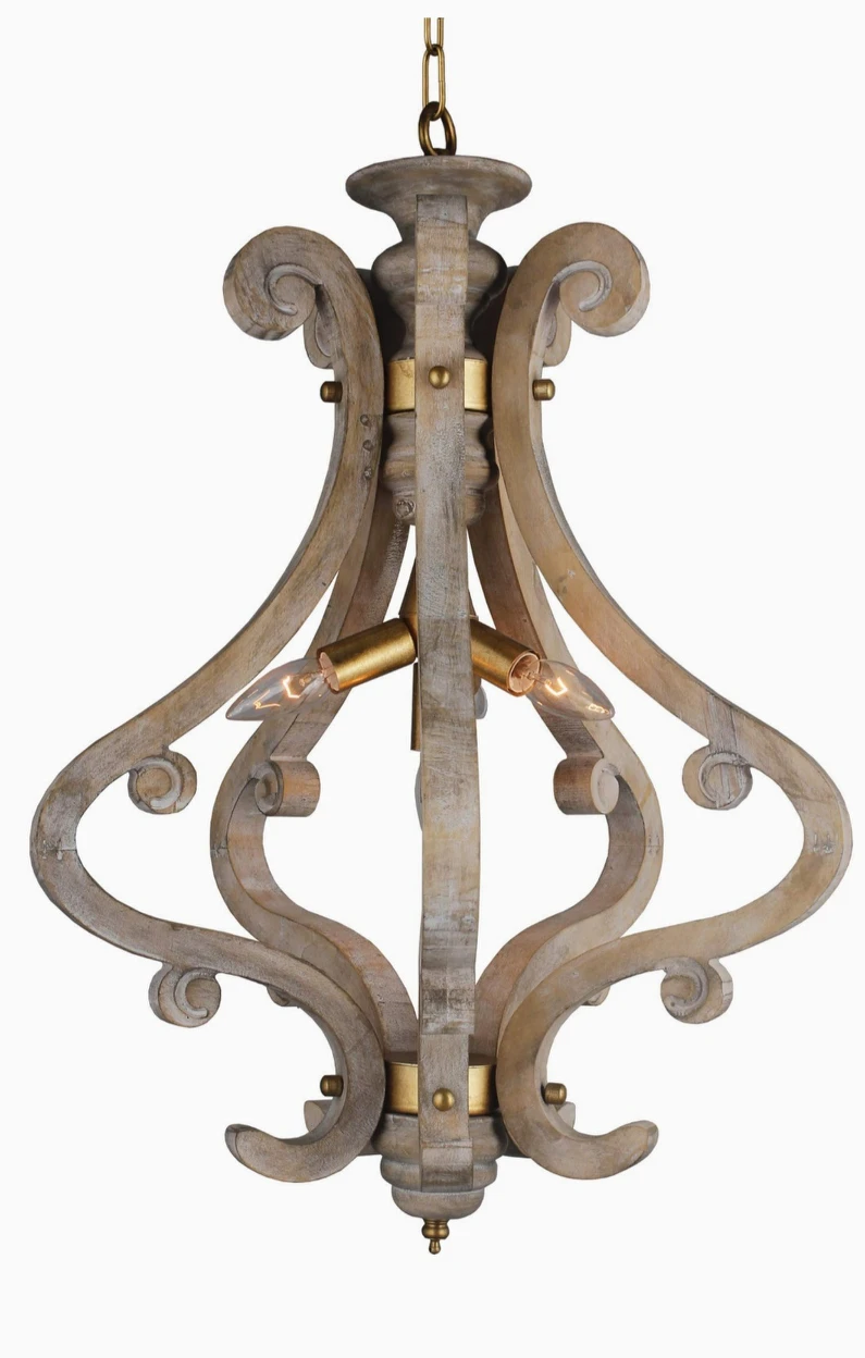 Farmhouse style wood chandelier thumbnail