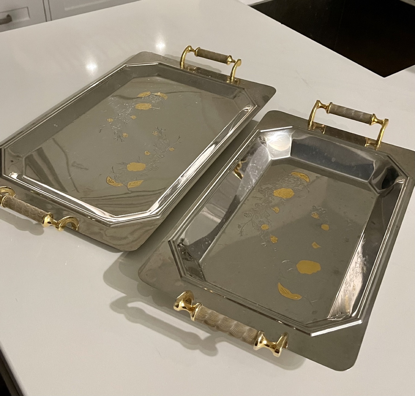 Vintage Freddi F.B.G. Serving platters plated with gold 🎁 image indicator(2)