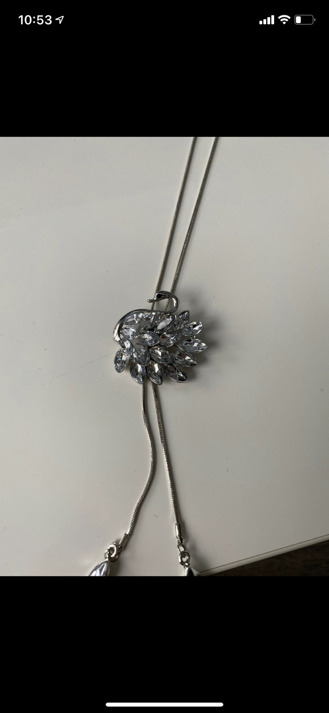 Louise Elliot Sparking Silver White Swan Necklace image indicator(5)