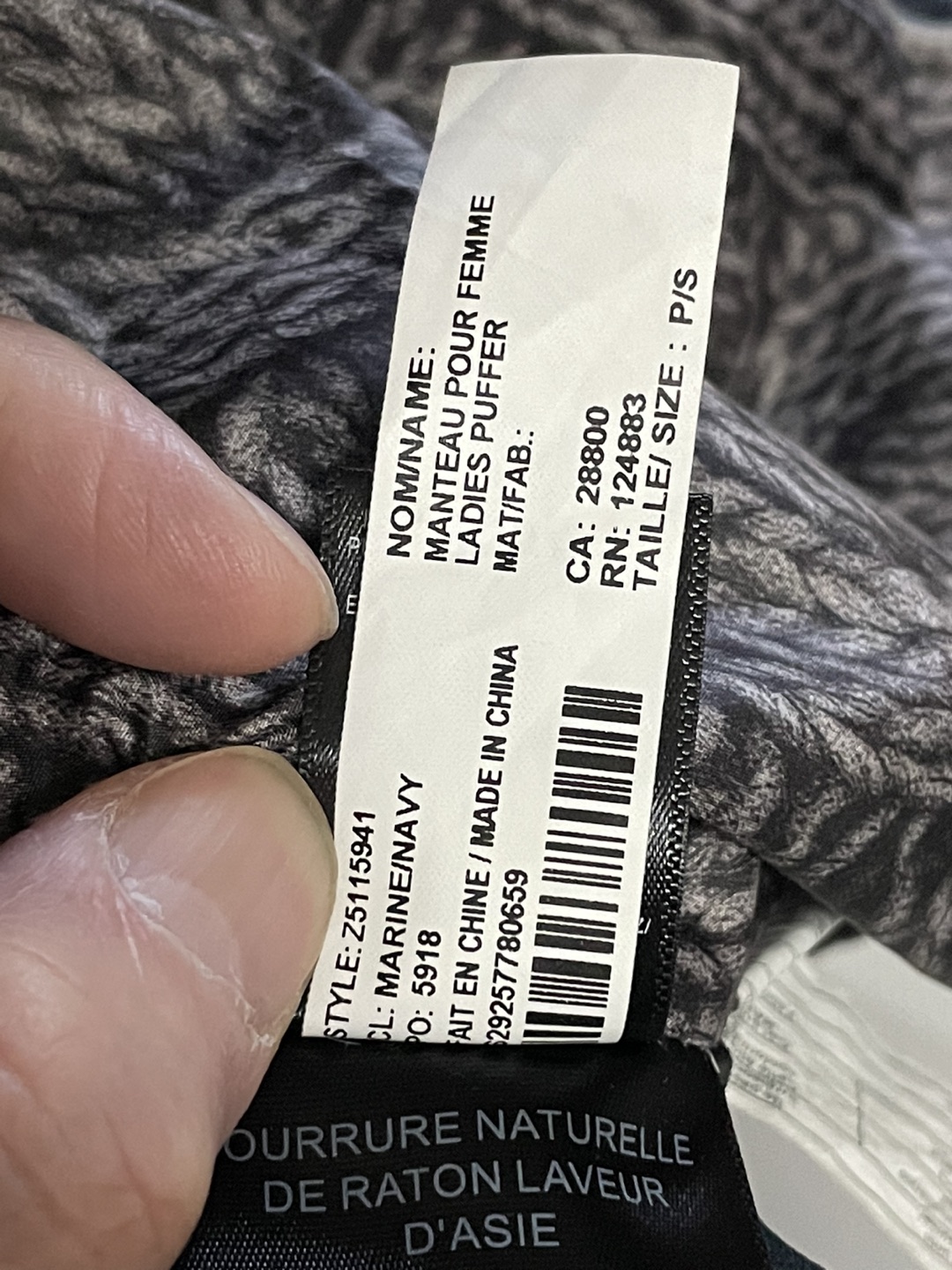 Ladies Ruksak navy blue small puffer coat with fur trim image indicator(6)