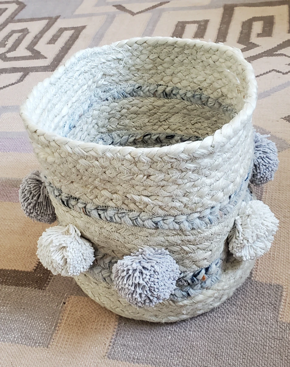 boho pompom basket