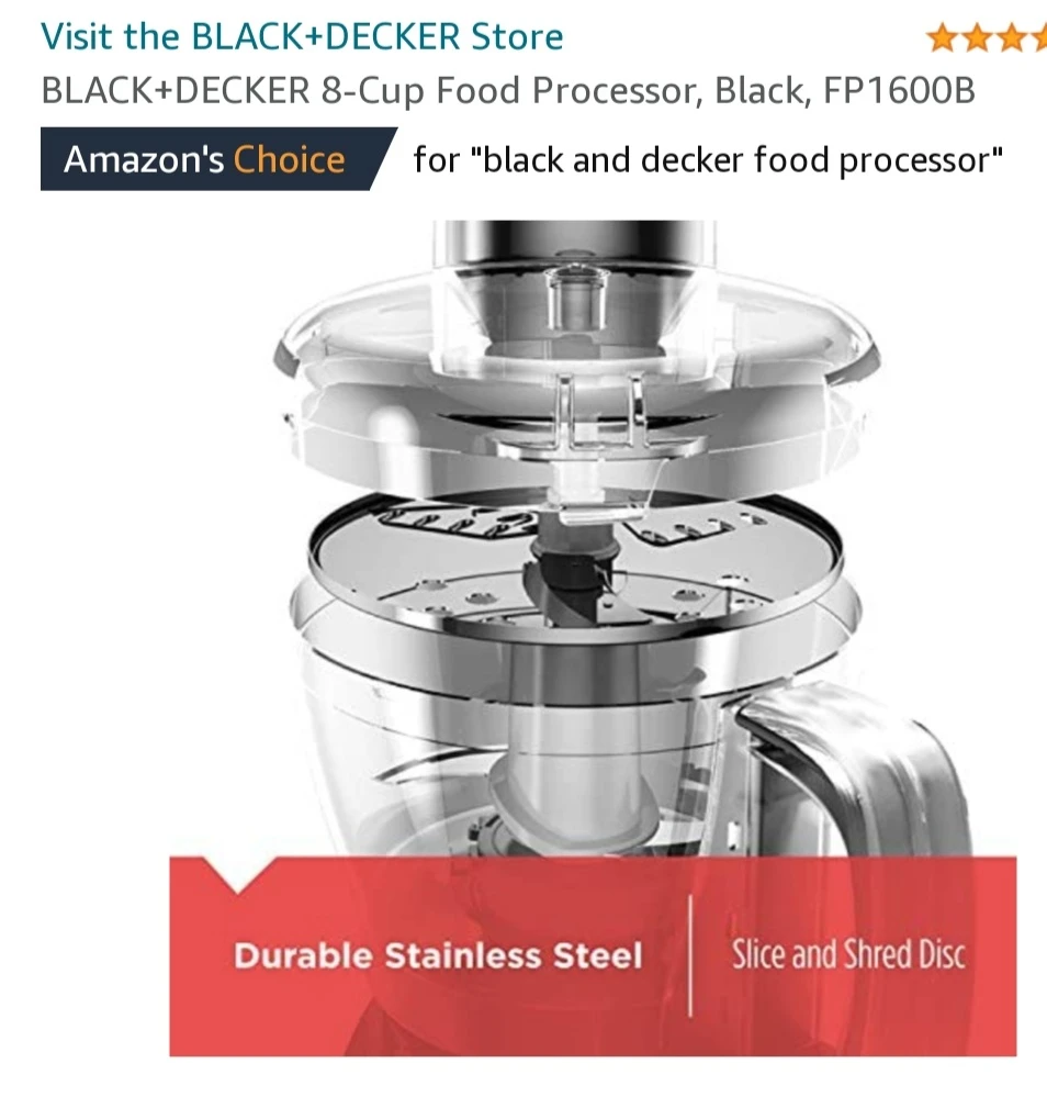 BLACK+DECKER 8-Cup Food Processor, Black, . - photo 3