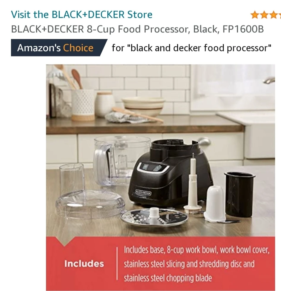 BLACK+DECKER 8-Cup Food Processor, Black, . - photo 4