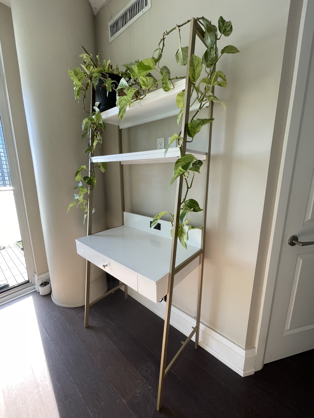 Desk Shelving Unit with Golden Metal Frame - photo 3