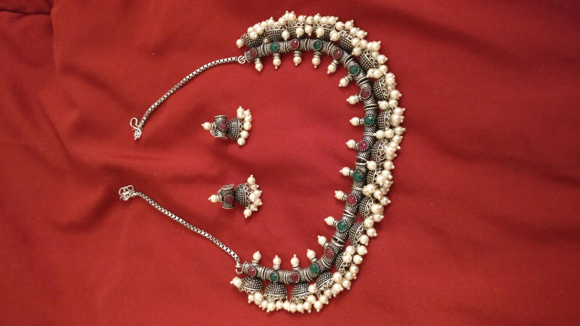 Brand new German silver necklace sets with earrings thumbnail