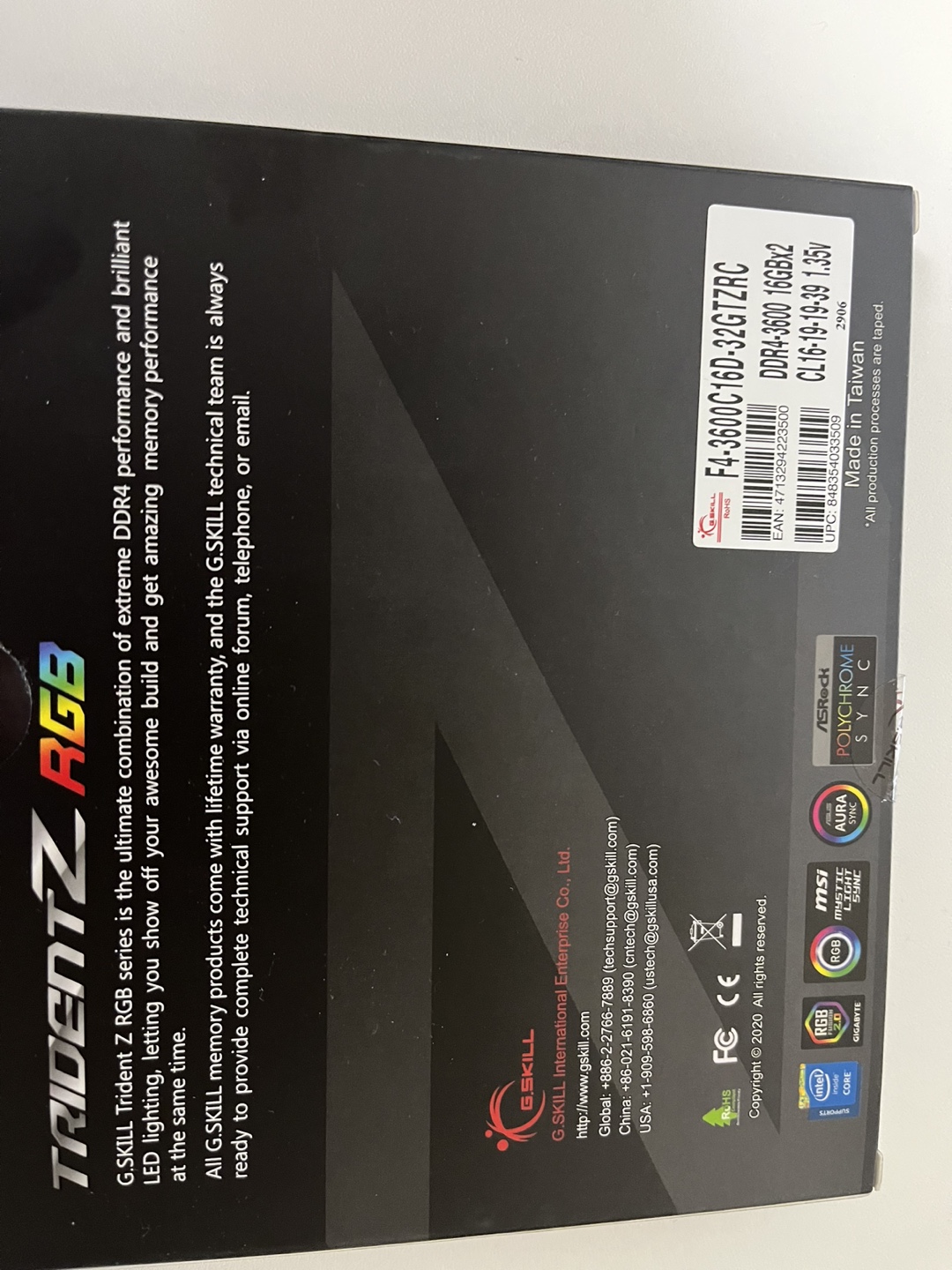 G.skill tridentz rgb f4•3600c16d•32gtzrc - photo 2