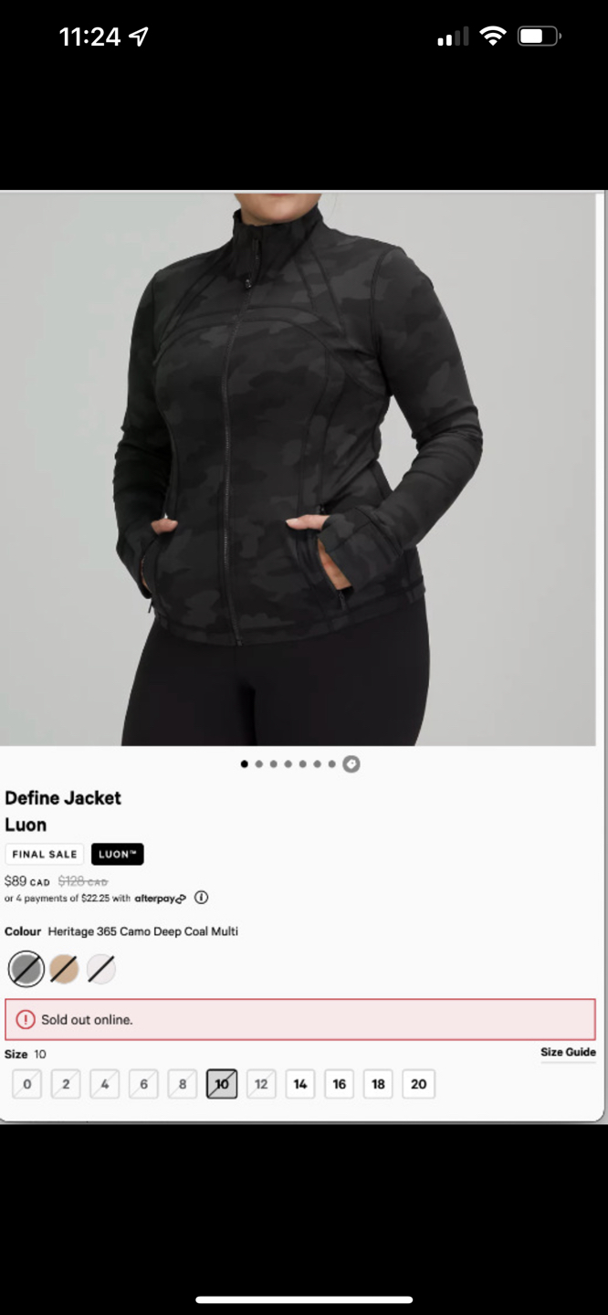 Lululemon define jacket workout size 10 thumbnail