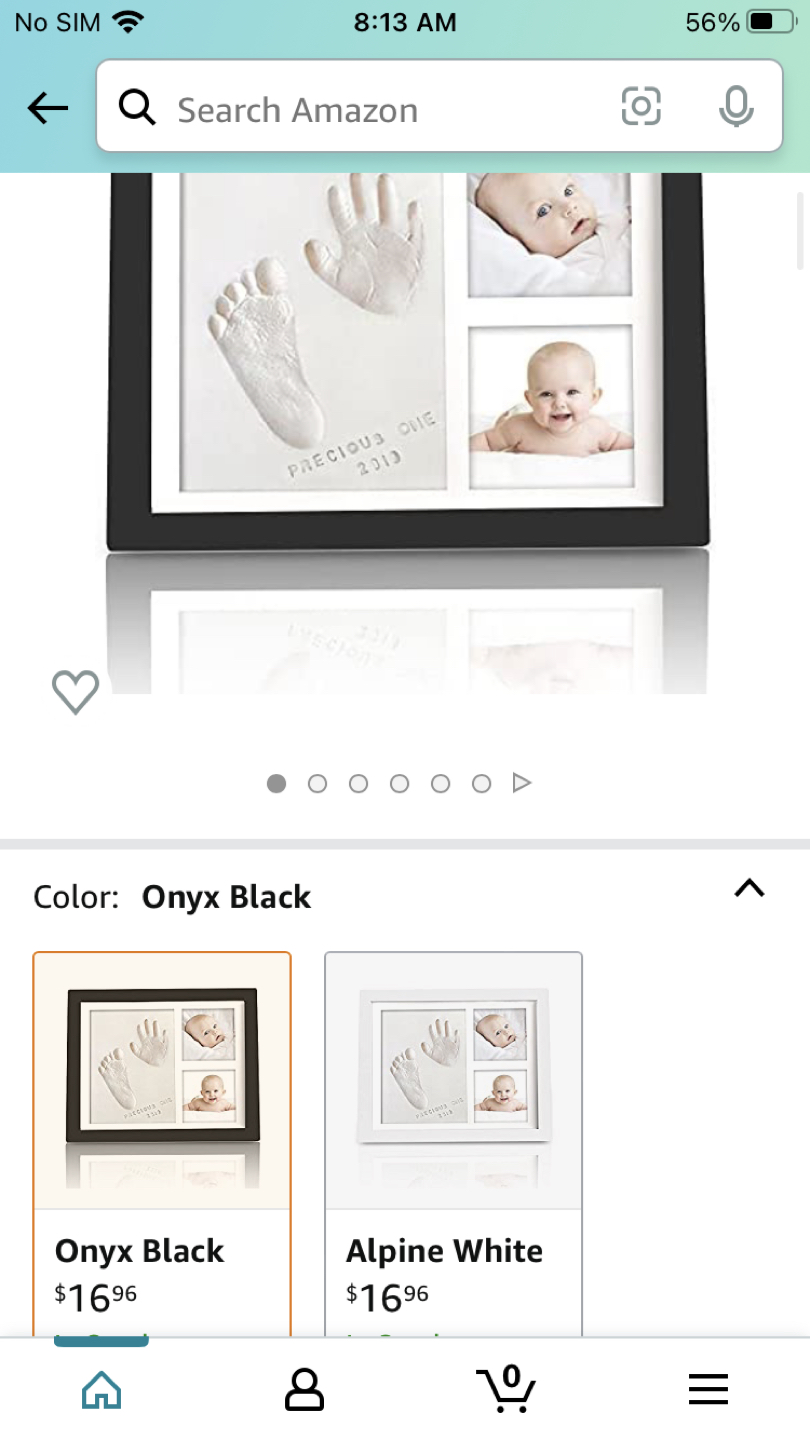 Baby handprint footprint keepsake frame thumbnail