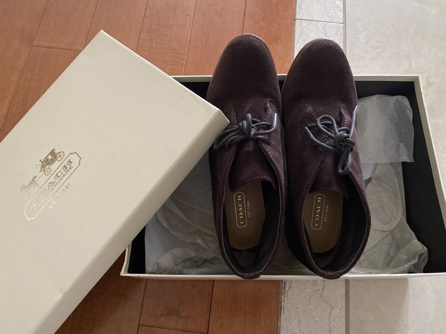 Coach wedge heel boots