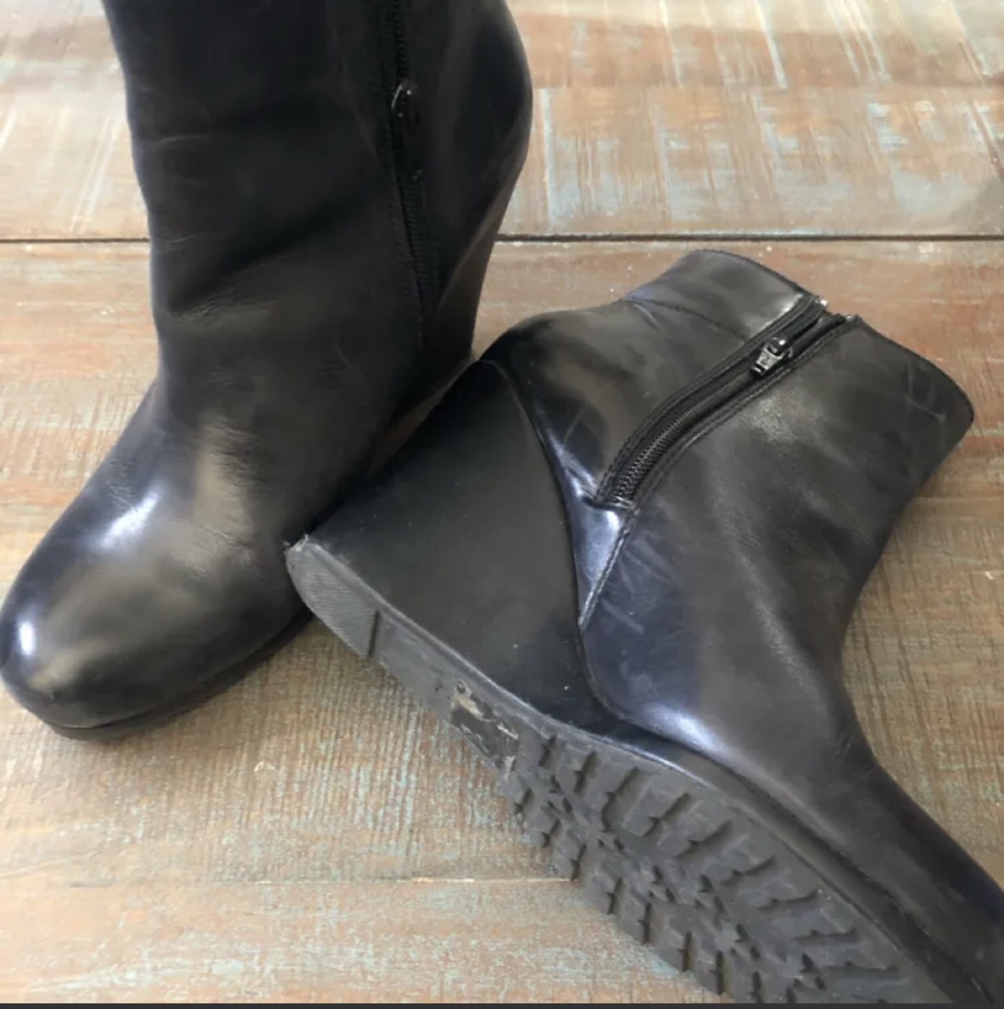 All leather wedge boots Sz.9 image indicator(3)