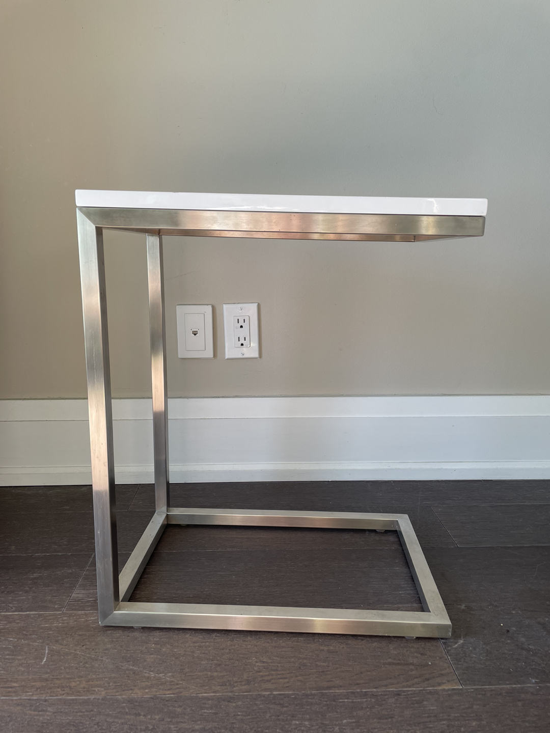 C Nightstand Side Table with Metal Frame - photo 3