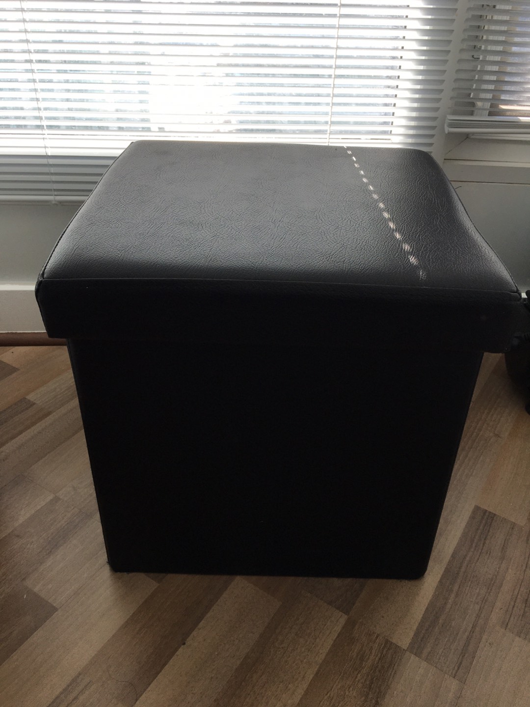 Brown leather effect box stool for storage  thumbnail