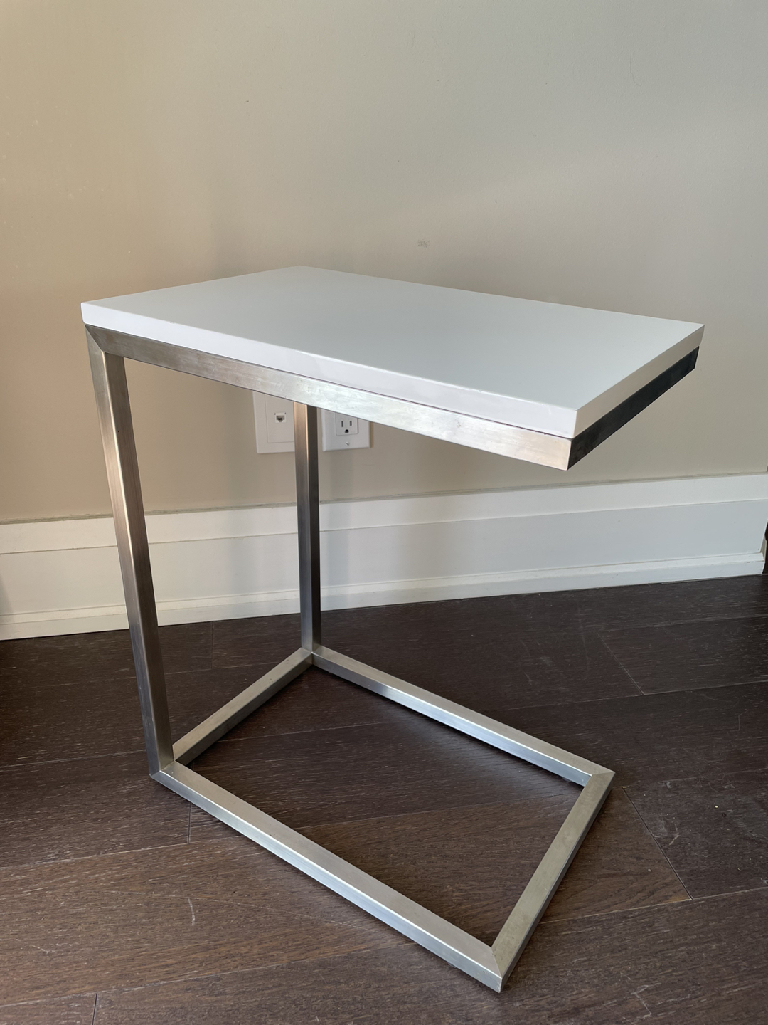 C Nightstand Side Table with Metal Frame