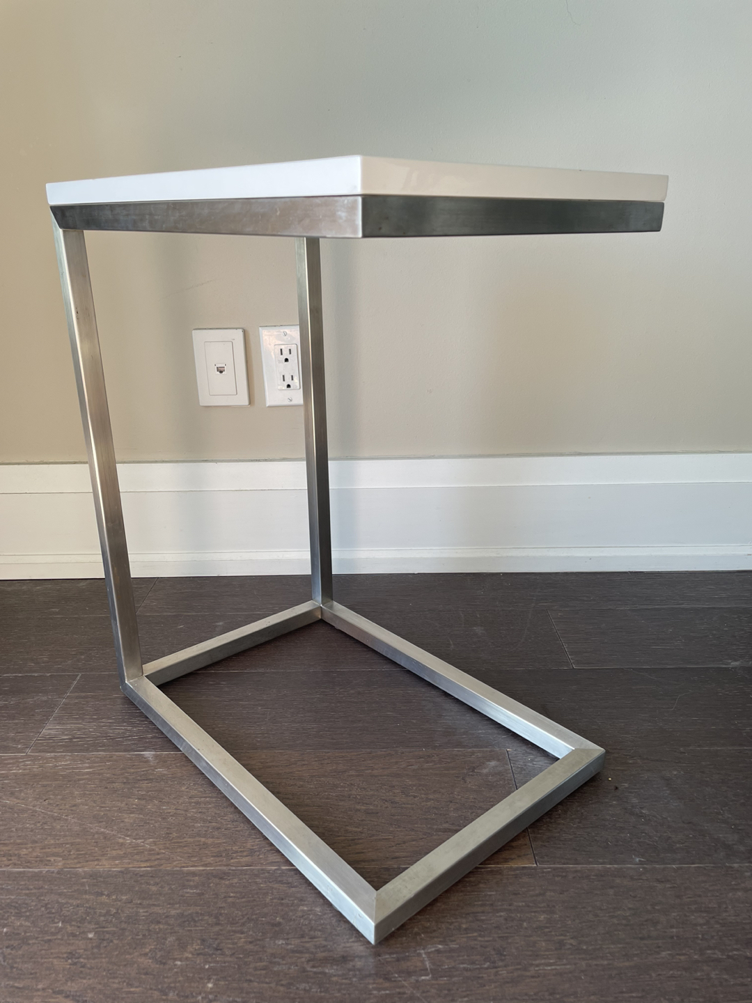 C Nightstand Side Table with Metal Frame - photo 2