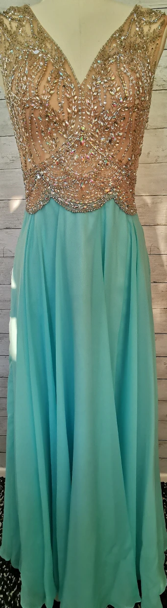 Princess Style V-neck Beading Floor- Length Chiffon Dresses