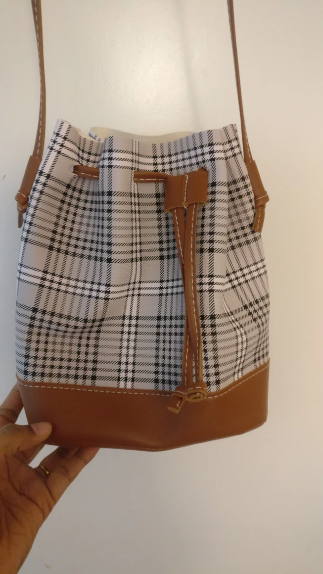 brand new plaid pattern bucket bag - photo 3
