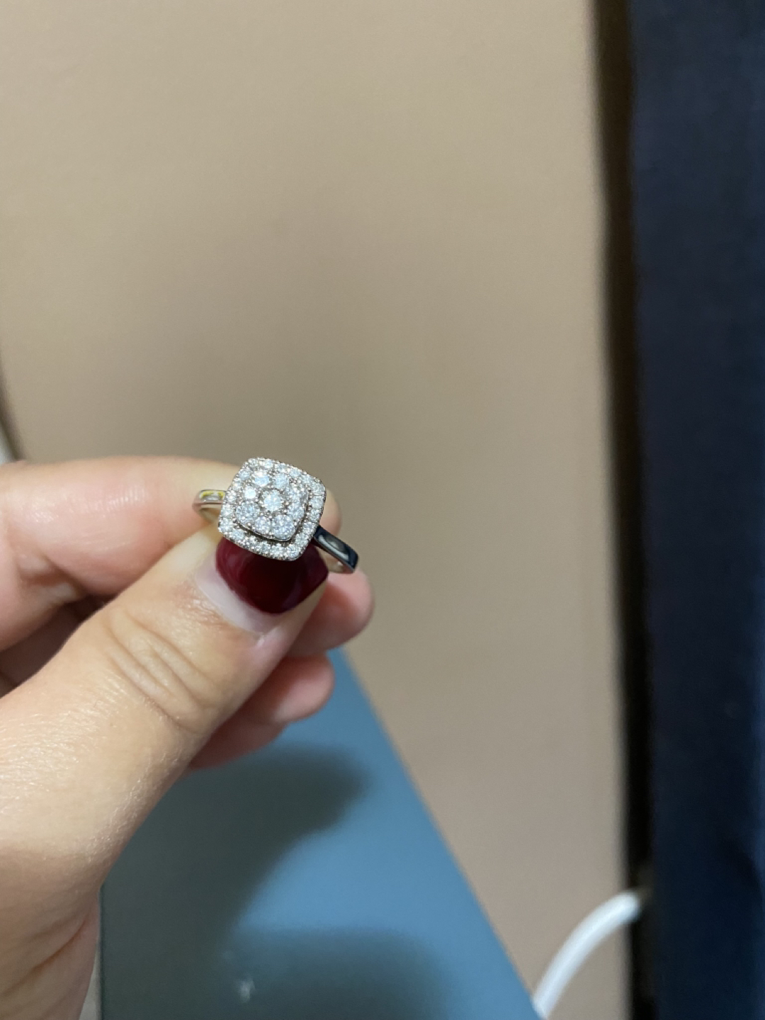 Stunning 10k white gold diamonds ring in six and half size thumbnail