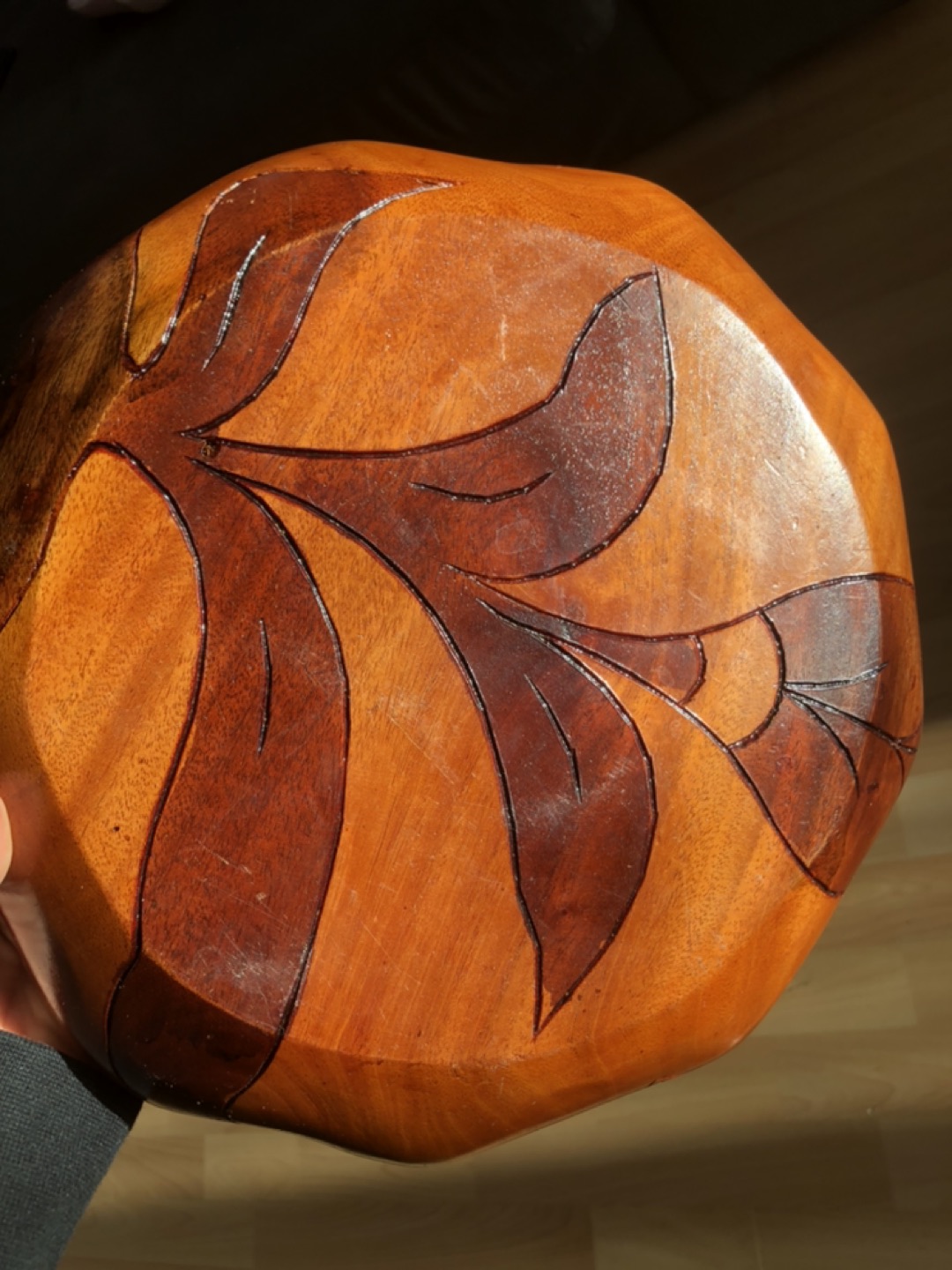 Beautiful Vintage Handcarved Wooden Serving Bowl - photo 3