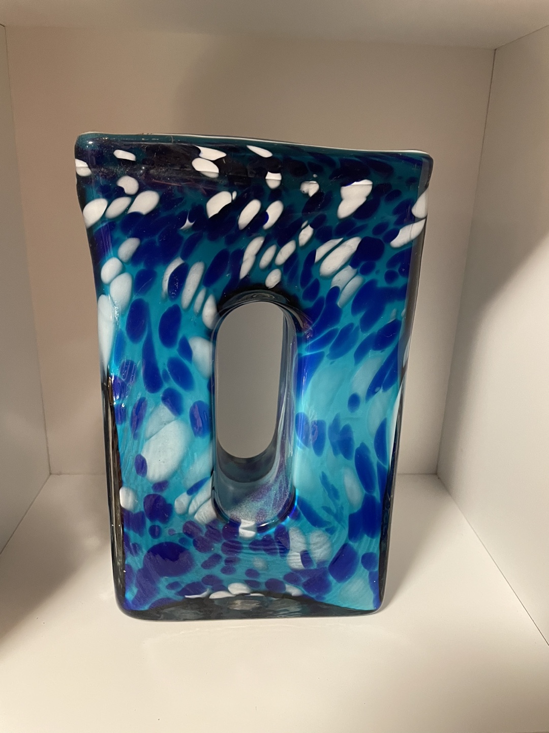 Blue glass vase with 2 divisions #freecycle thumbnail