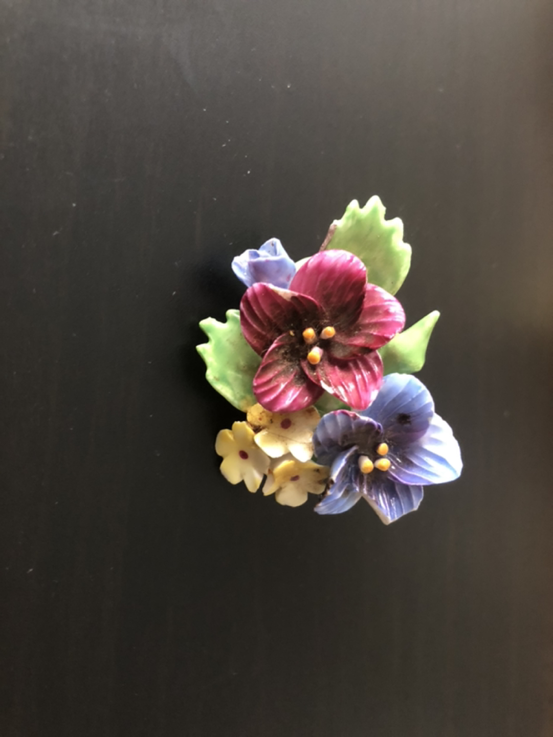 vintage porcelain brooch thumbnail