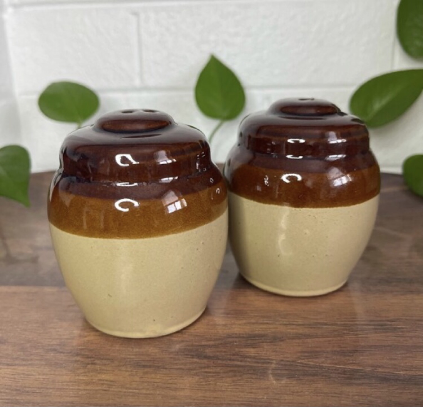 Vintage Stoneware Salt & Pepper Shakers