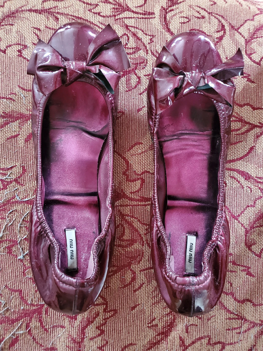 Miu Miu scrunched leather flats with bows 8-8.5 thumbnail