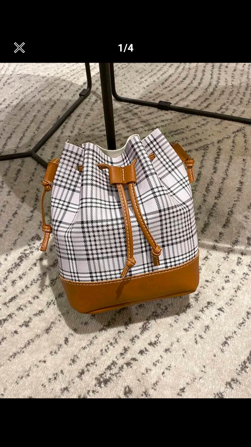 brand new plaid pattern bucket bag - photo 2