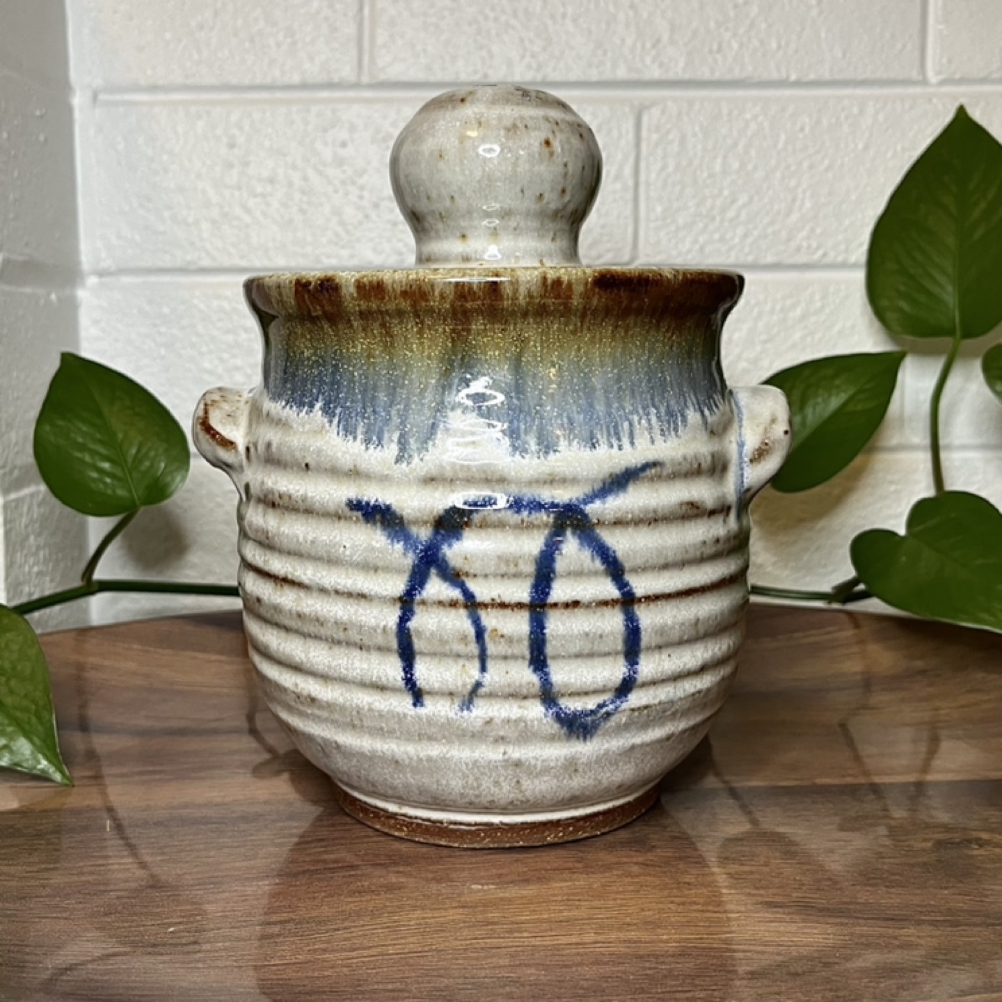 Unique Hancrafted Ceramic Pot w/ Lid